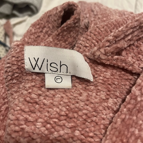 Wish the Label Skylight Tie Soft Acrylic Knit Sweater Light Pink Dusty Rose - Picture 5 of 5